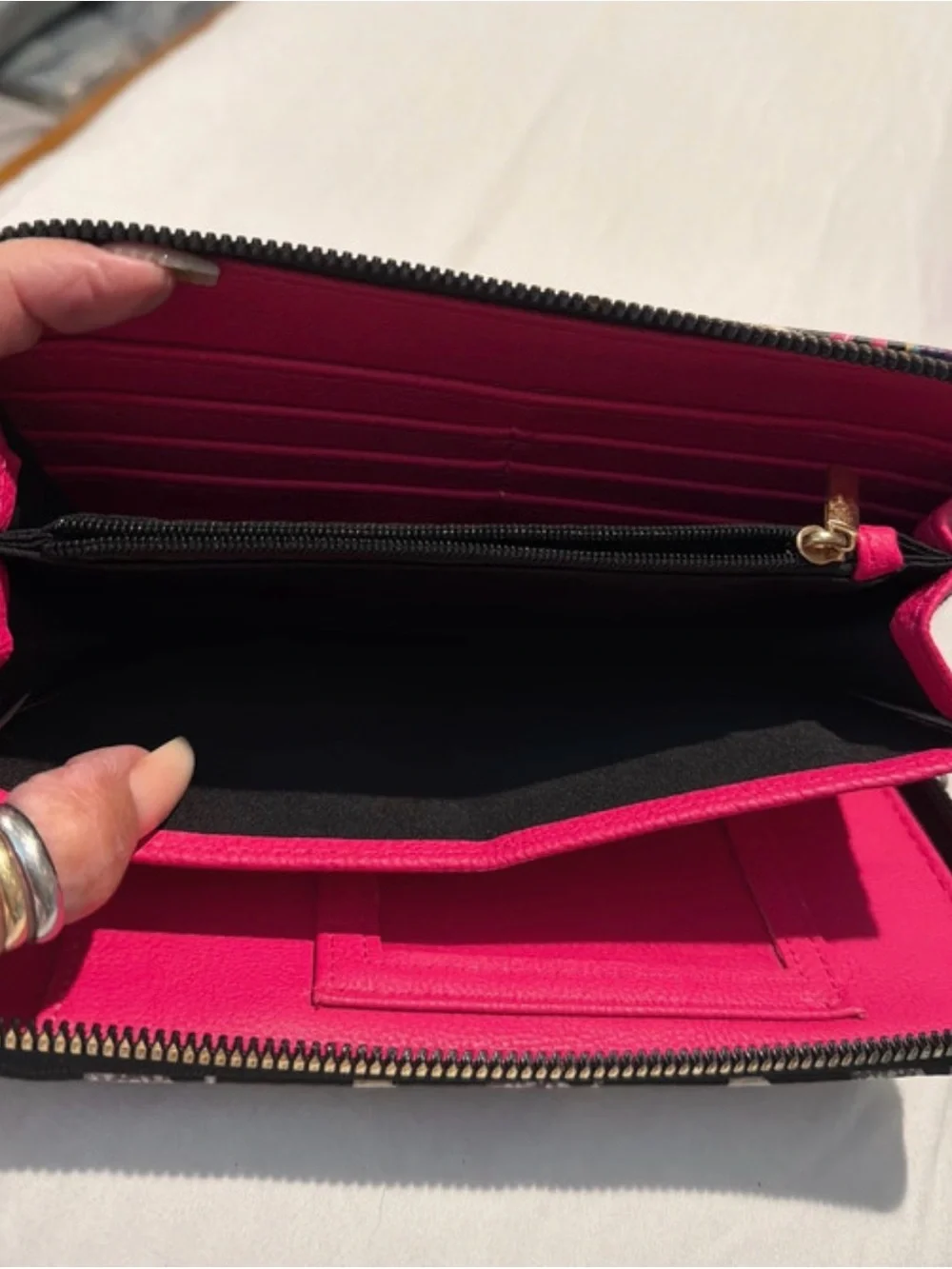 Luv Betsy Black Wristlet Wallet with Colorful Skull & Lip Print